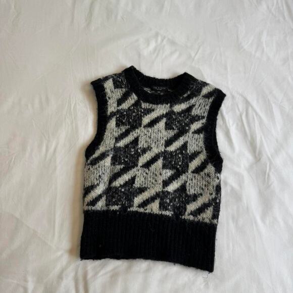 Rag and bone black and white houndstooth sweater vest - Picture 1 of 3